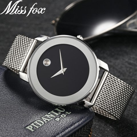 Clearance MISSFOX  2446 Unique Design Minimalist Watch Men Novel Stylish Male Watches Fashion Sports Quartz Wrist Watch For Men Women