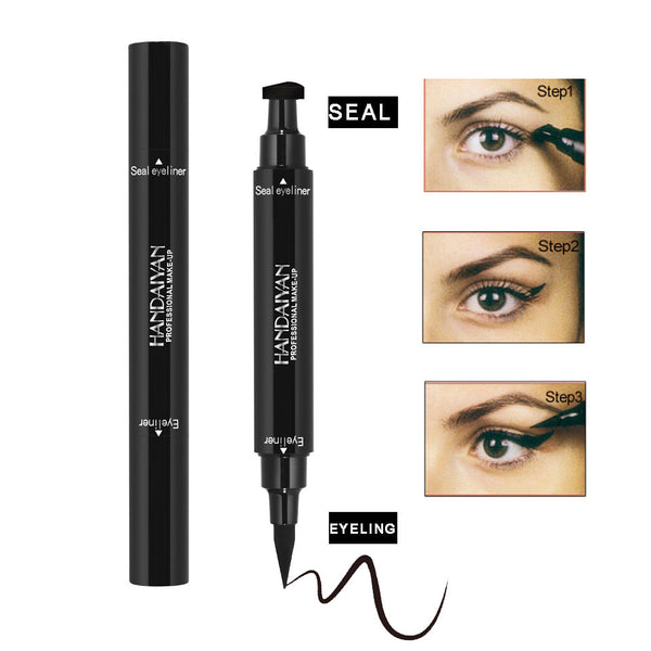 HANDAIYAN Double Ended Stamp Eyeliner Pencil Triangle Stamp Eyeliner 2 In 1 Waterproof Eyeliner