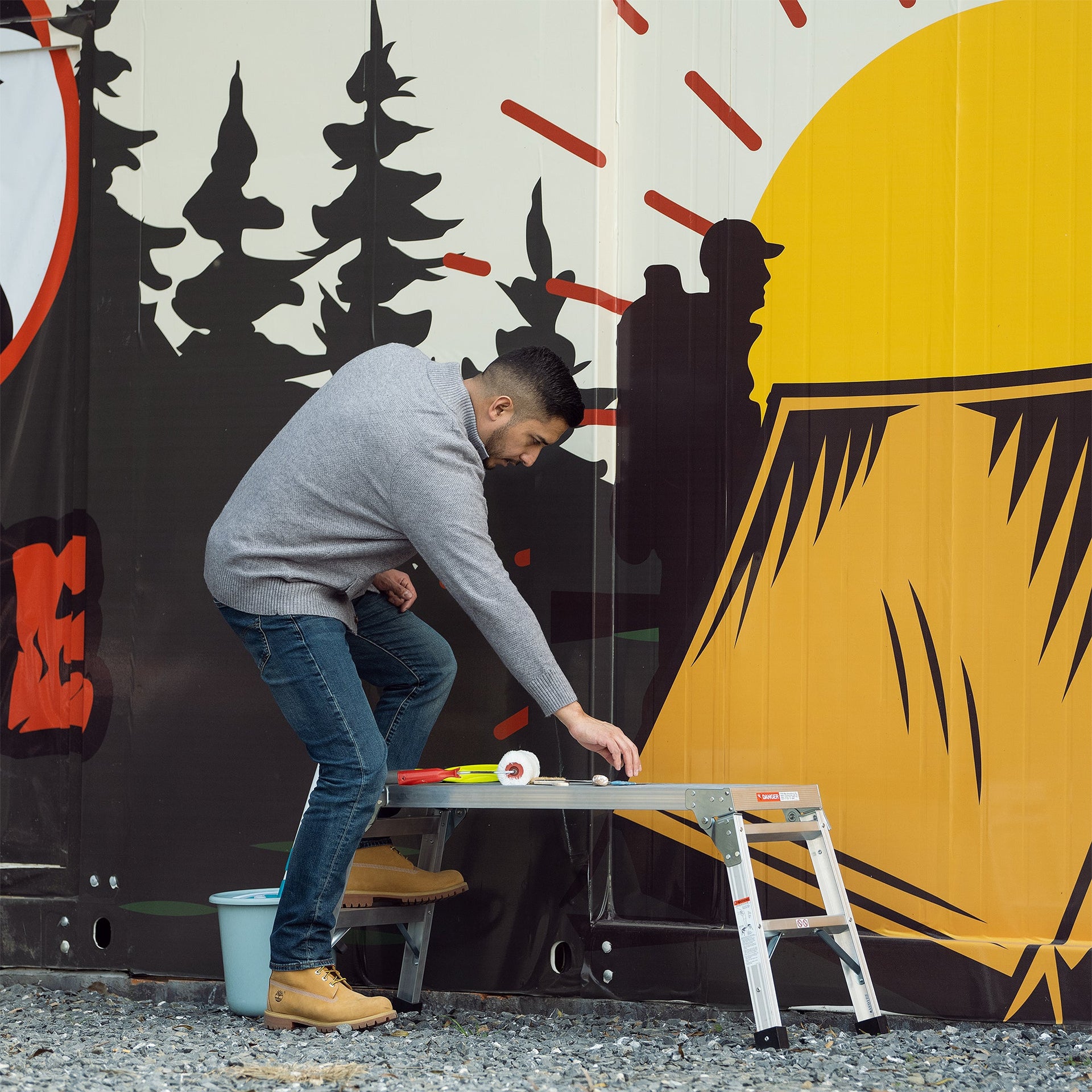 Work Platform Aluminum Portable Bench Folding Ladder ANSI Capacity 225 LBS 40