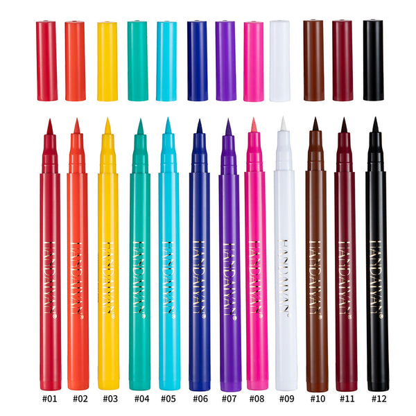 HANDAIYAN 12 Color Matte Color Eyeliner Quick-Drying And Not Easy To Smudge Liquid Eyeliner Pen 12 Pack Eyeliner