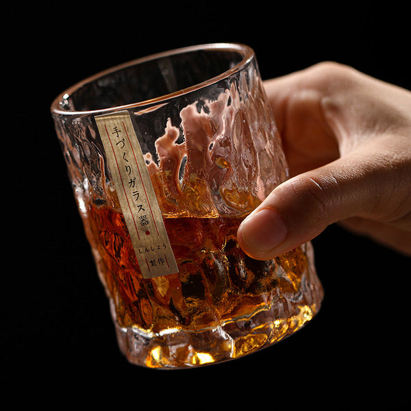 Handmade Japanese ice patterned glass hammer patterned foreign wine glass crystal glass