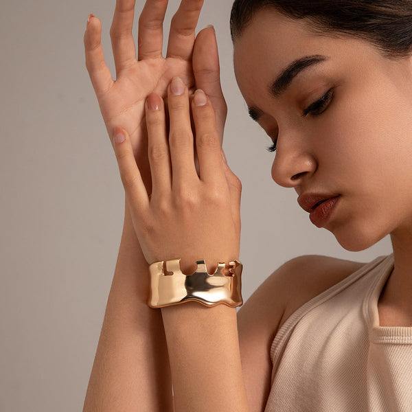 Metal style temperament niche versatile bracelet Bracelet irregular opening bracelet