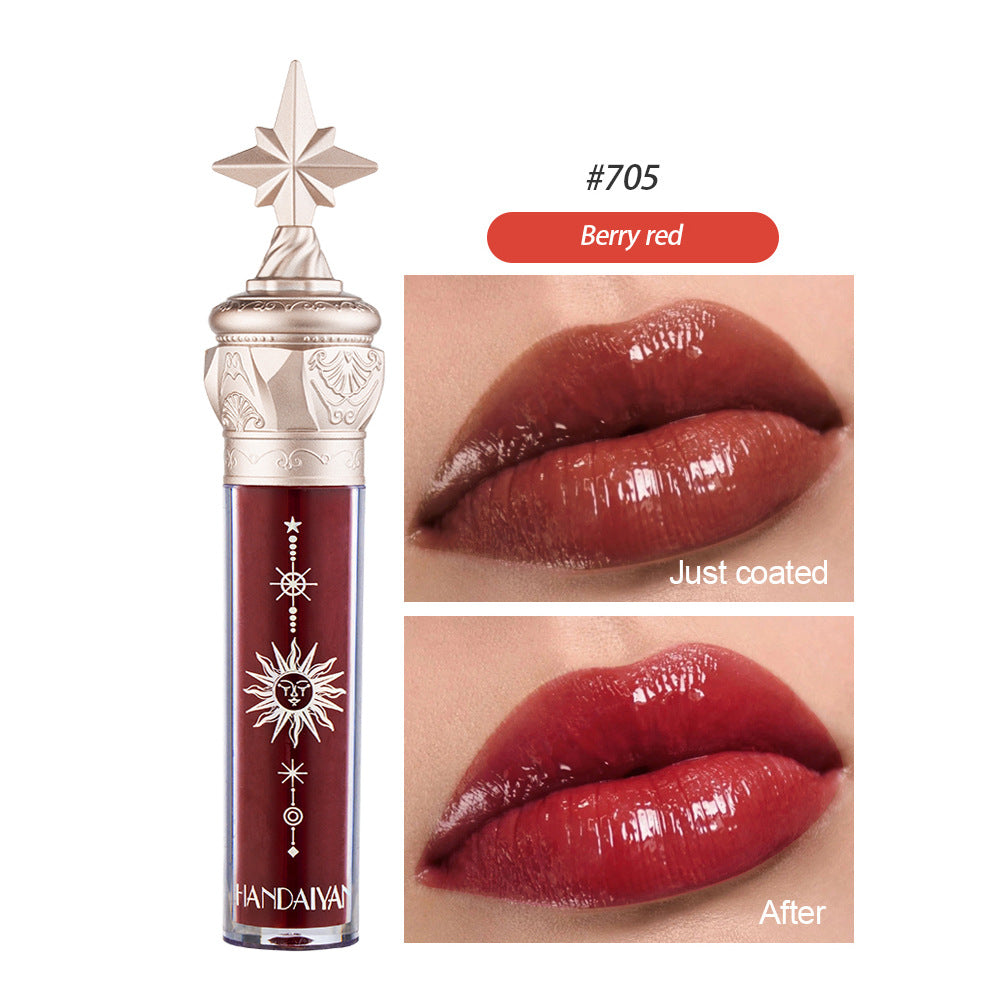 HANDAIYAN Small Star Stick Lip Gloss Lipstick Water Light Film Mirror Lip Glaze Glass Lip Gloss Moisturizing Lasting Not Easy To Fade