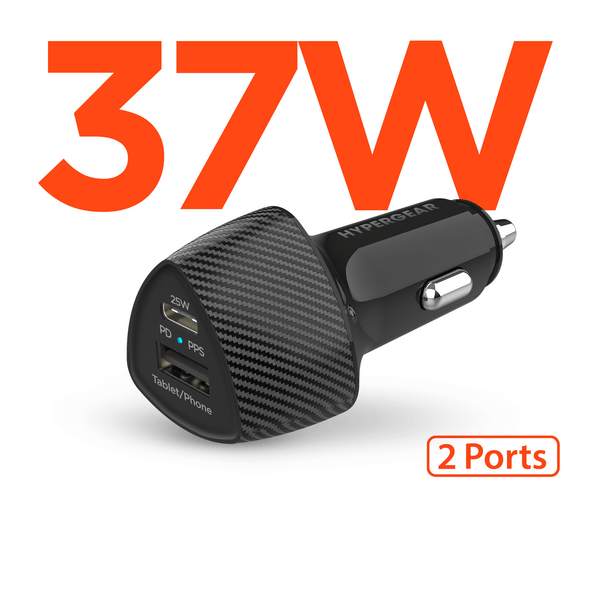 HyperGear SpeedBoost 25W USB-C PD + 12W USB Fast Car Charger with PPS