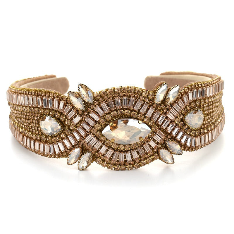 Fashionable Super Flash Claw Chain Colorful Water Diamond Hair Hoop Cross Head Hoop Female