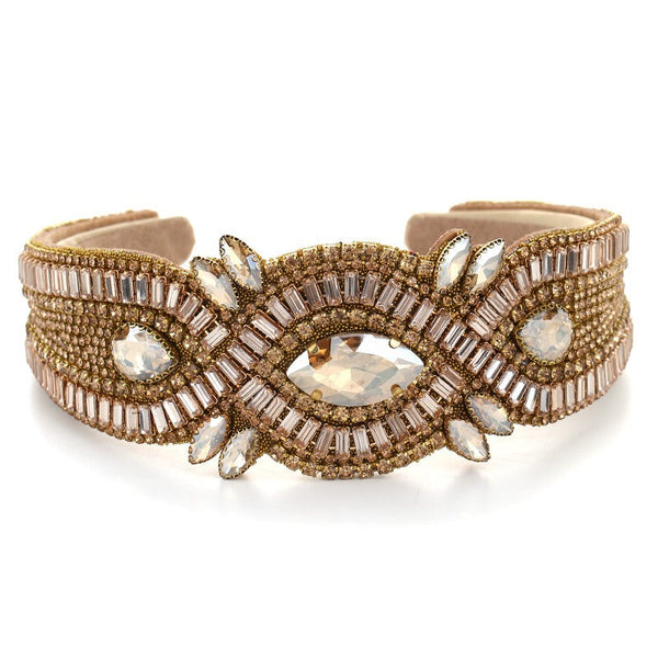 Fashionable Super Flash Claw Chain Colorful Water Diamond Hair Hoop Cross Head Hoop Female