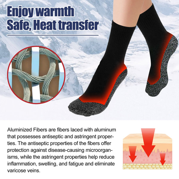 35 Degrees Aluminized Fibers Heating Socks, Relieve Vein Spontaneous Heat Constant Temperature Comfortable Warm Foot Cold Protection Socks