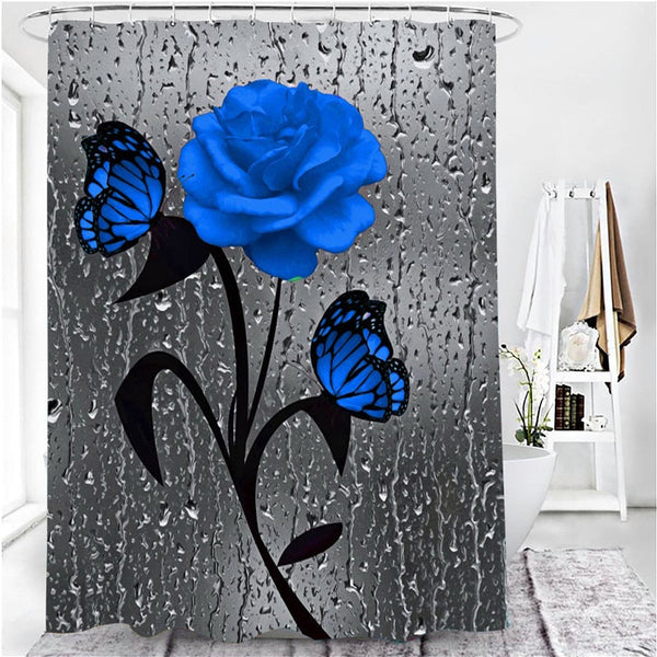 Hot HD Digital Printing Polyester Waterproof Polyester Flower Bathroom Hotel Shower Curtain