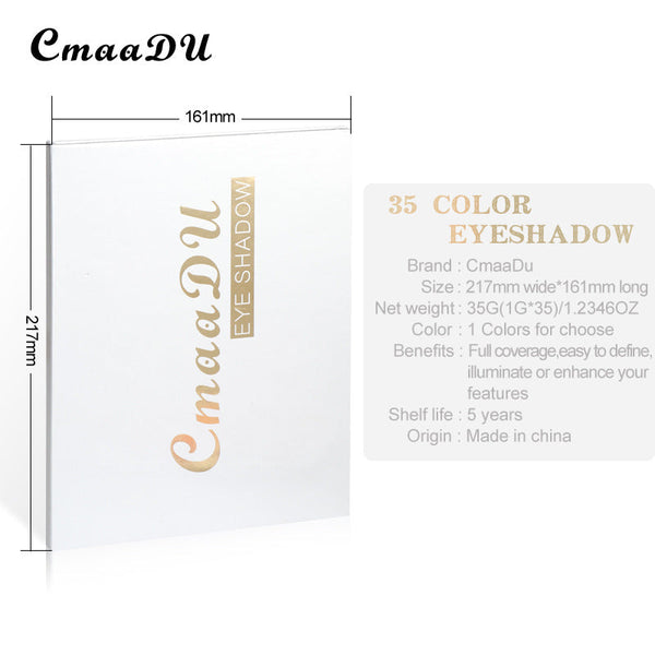 CmaaDu 35 Colors Matte Eyeshadow Metal Waterproof Pearl Glitter Eyeshadow Palette