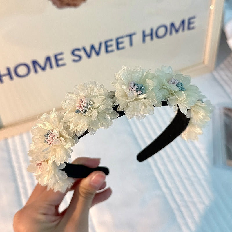 Fashionable fabric flower stamen flower hair hoop for women