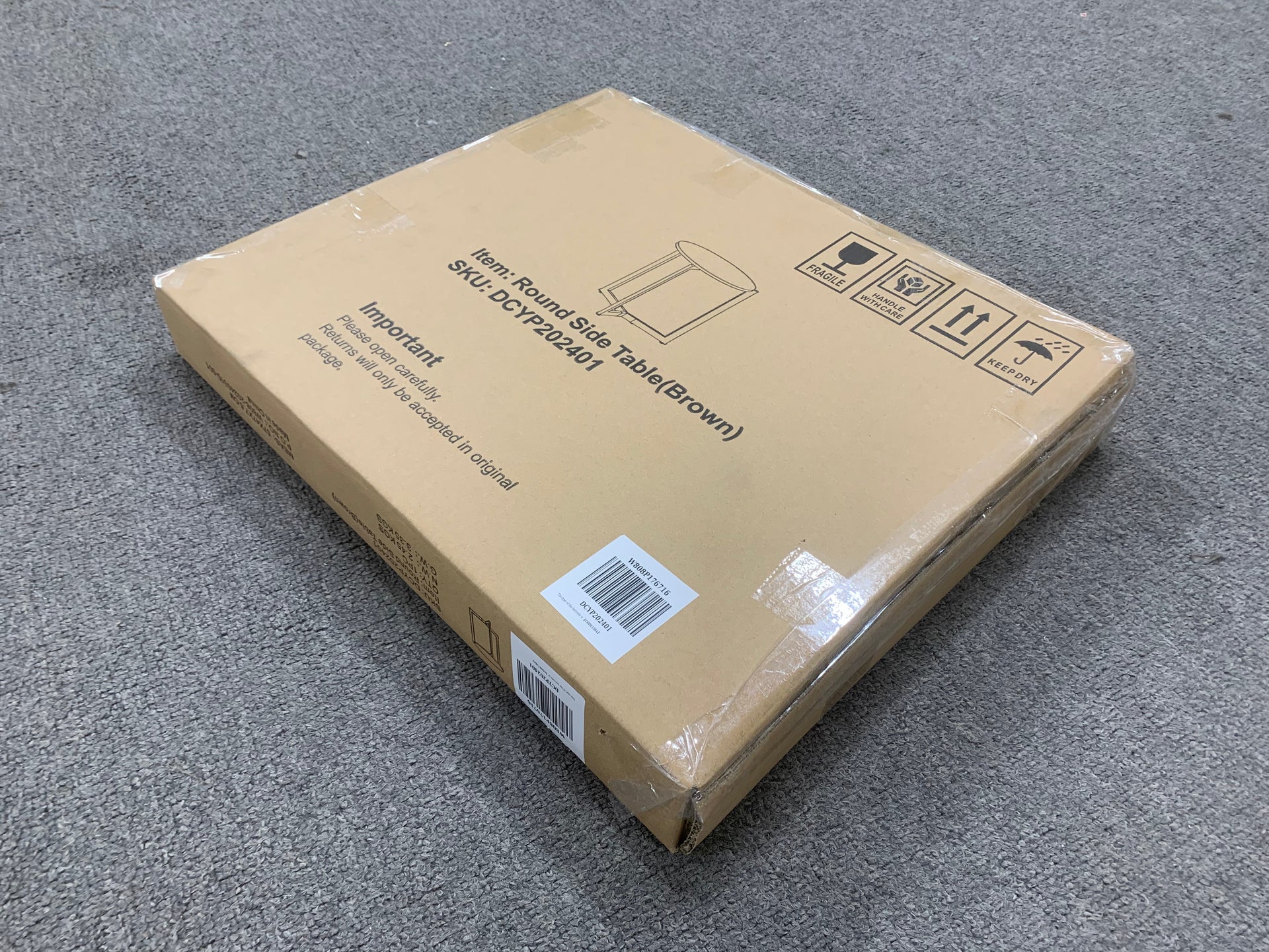 19.68''H Round Side Table, Round Accent End Table with Sturdy Metal Frame, Round Nightstand, for Living Room, Brown