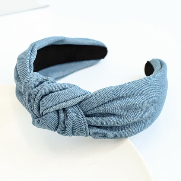 Hair hoop fashion denim fabric middle knot hair clip headband for girls going out headwear