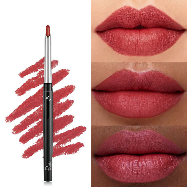 Pudaier Stereo Matte 17 Color Lip Liner Pen Automatically Do Not Faint Eye Shadow Eyeliner Lipstick Red Lipstick