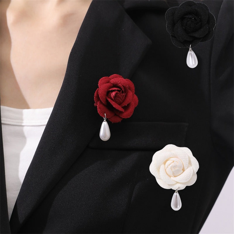 Flower pearl brooch female fashion camellia wedding dress decoration female jewelry