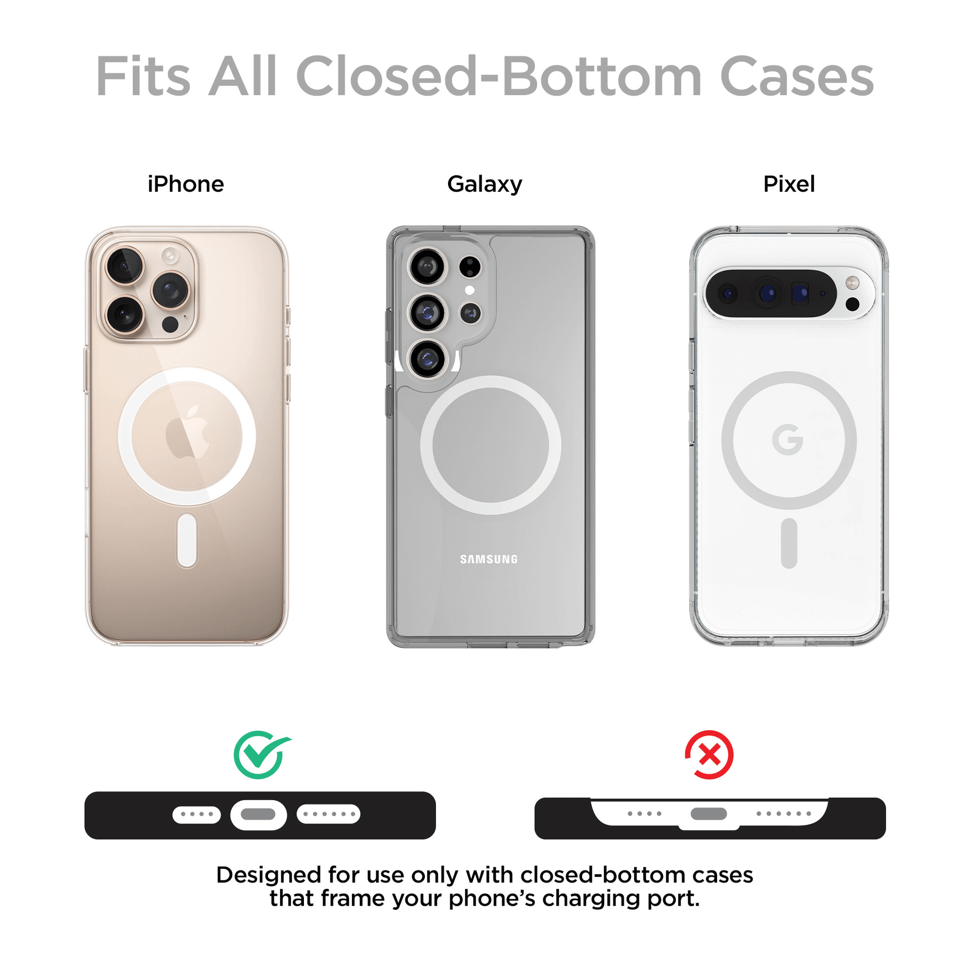 HyperGear TECHcessories Silver Chain with Black Vegan Leather Universal Crossbody Phone Strap