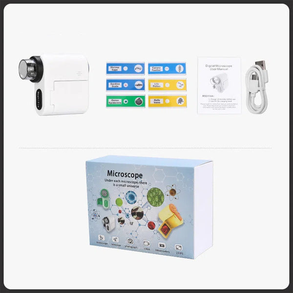 Handheld portable screen with camera microscope for children's science, high school students' toys can see bacteria 1000 times