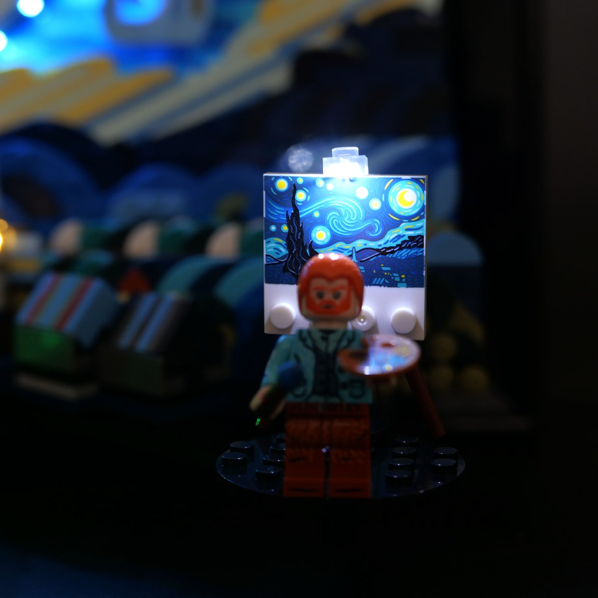 LP building block lighting suitable for 21333 Vincent van Gogh Starry Moon Night Sky Oil Painting LED remote control lighting