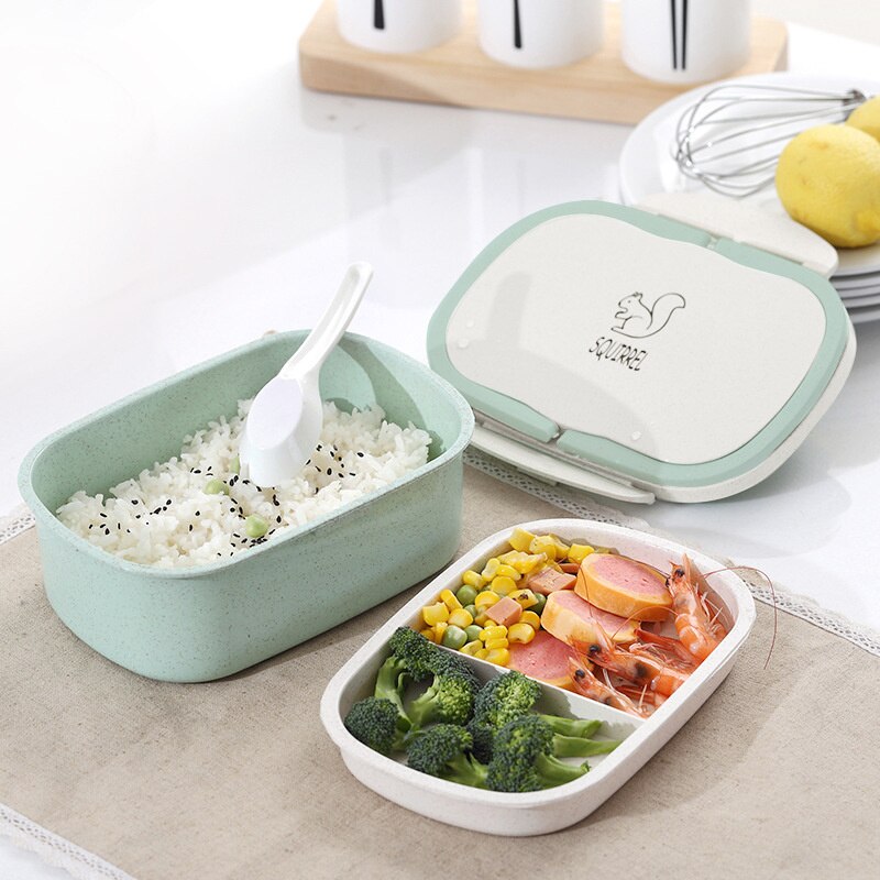 Portable Healthy Material Lunch Box 2 Layer Wheat Straw Bento Boxes Microwave Dinnerware Food Storage Container Foodbox Kitchen