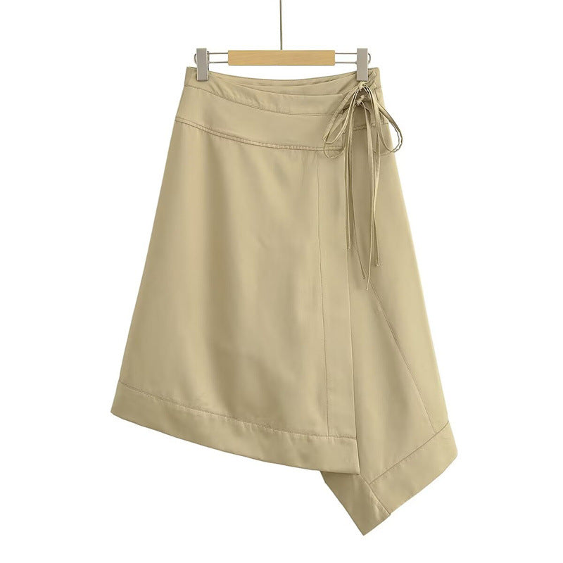 Summer New  Style Women's Fashionable Elegant Wrap Skirt with Mid-Waist and Midi Length
