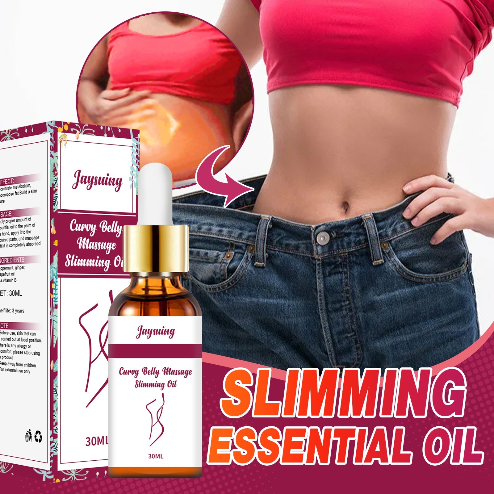 Body Shaping Essential Oil, Slimming Fat Belly Thighs Body Slimming Beauty Massage Essential Oil