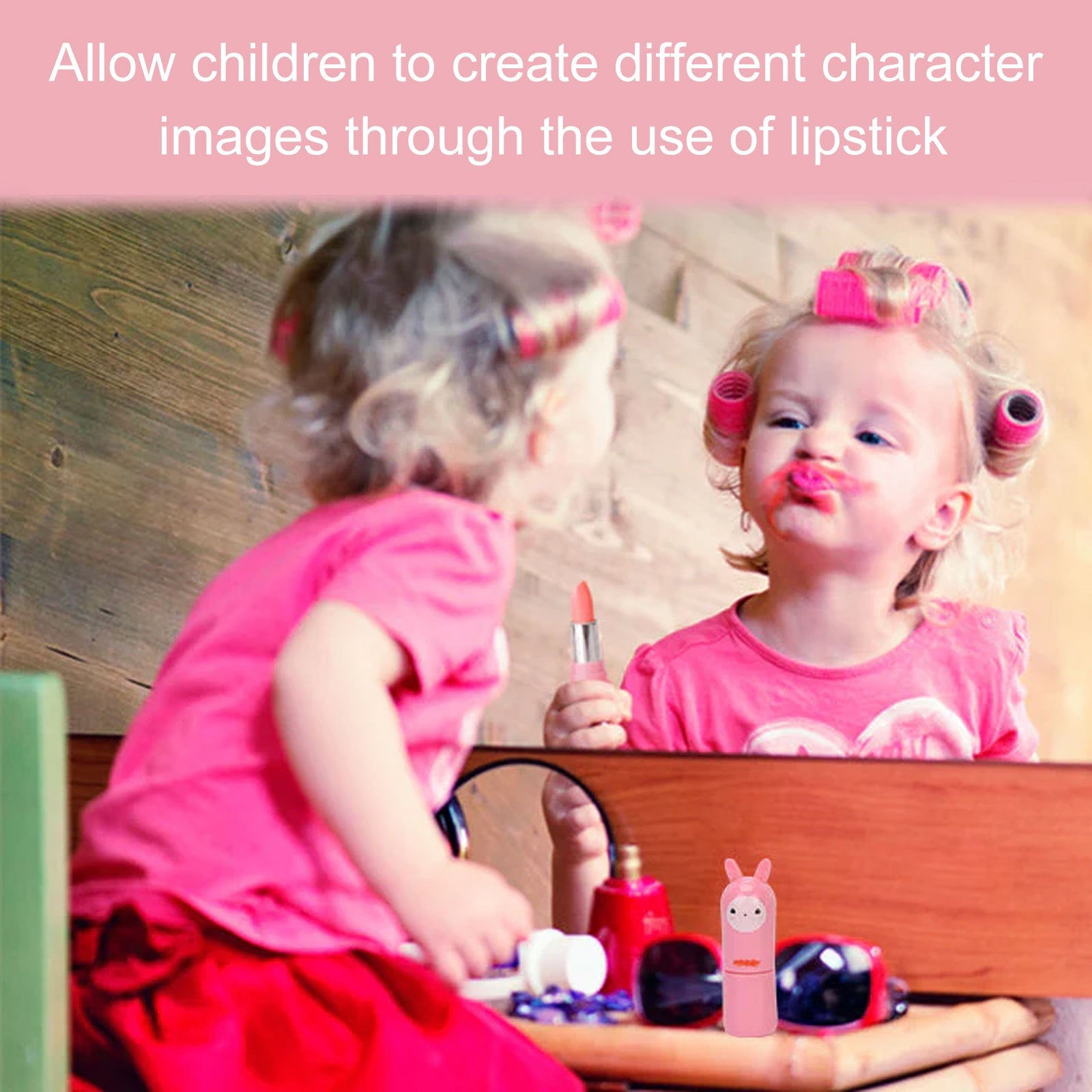 Bunny Lipstick, Easy Clean Lip Gloss Lip Oil Children's Play House Toy Lipstick