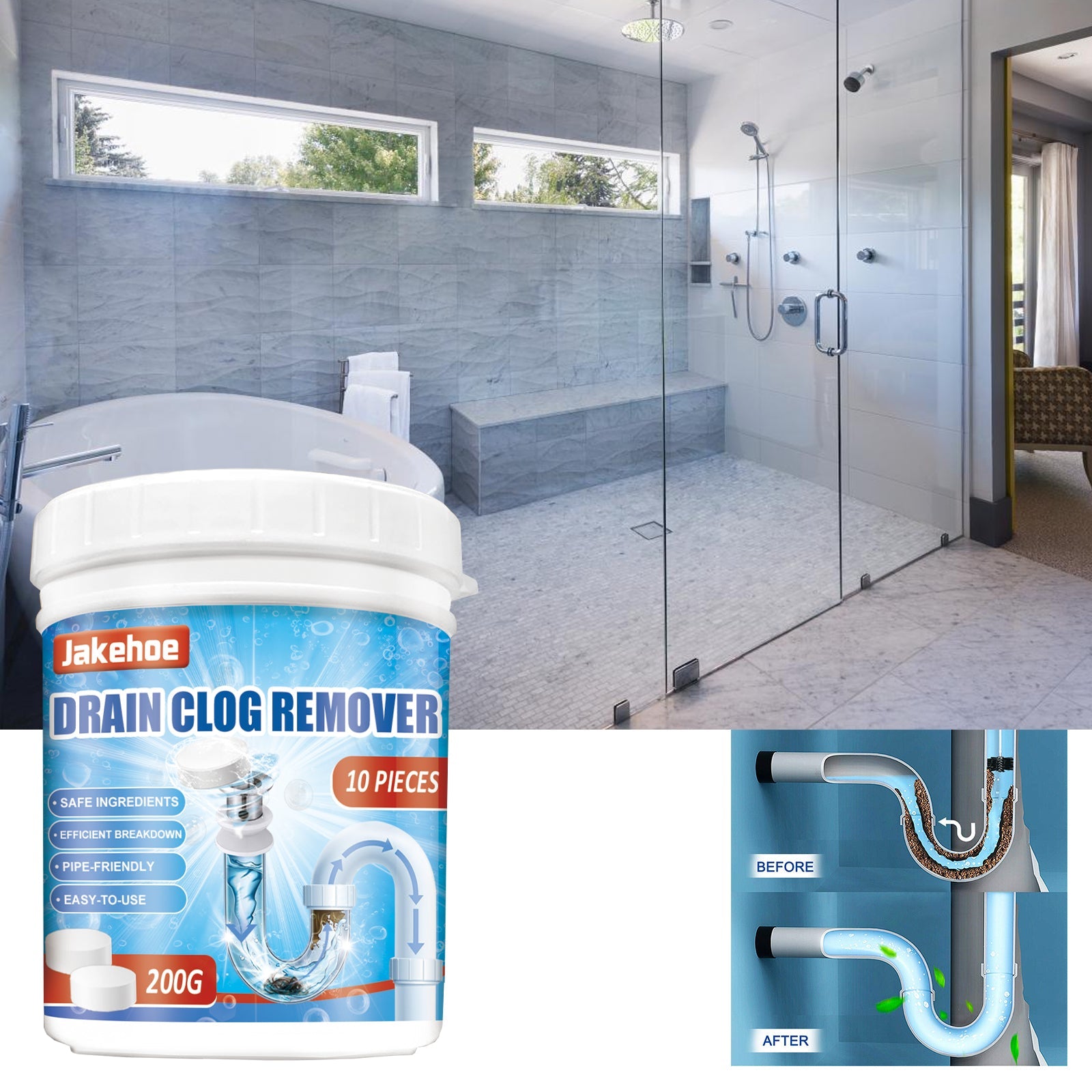 Pipe Unclogging Cleaning Tablet Kitchen Toilet Sewer Pipe Blockage Cleaning Unclogging Remove Odors