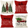 Christmas tree print pillow cover linen pillowcase holiday living room sofa decoration cushion cover