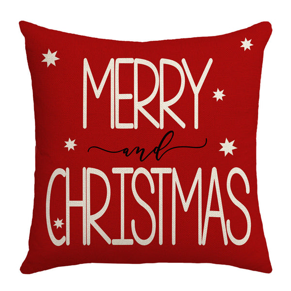 Grid Christmas linen pillowcase, Christmas tree snowflake home decoration pillowcase, sofa cushion pillowcase