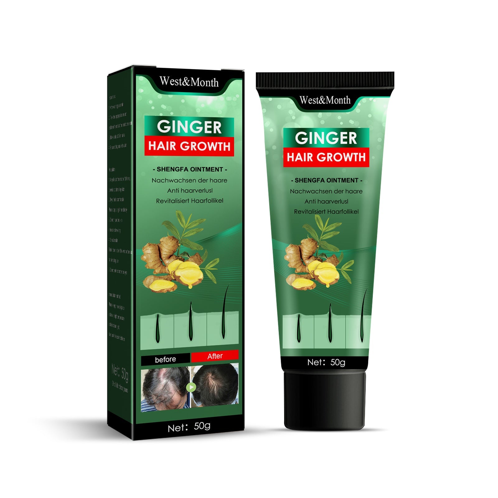 Ginger Hair Growth Ointment, Moisturize And Thicken Hair, Repair Damaged Hair And Prevent Hair Loss Hair Care Cream
