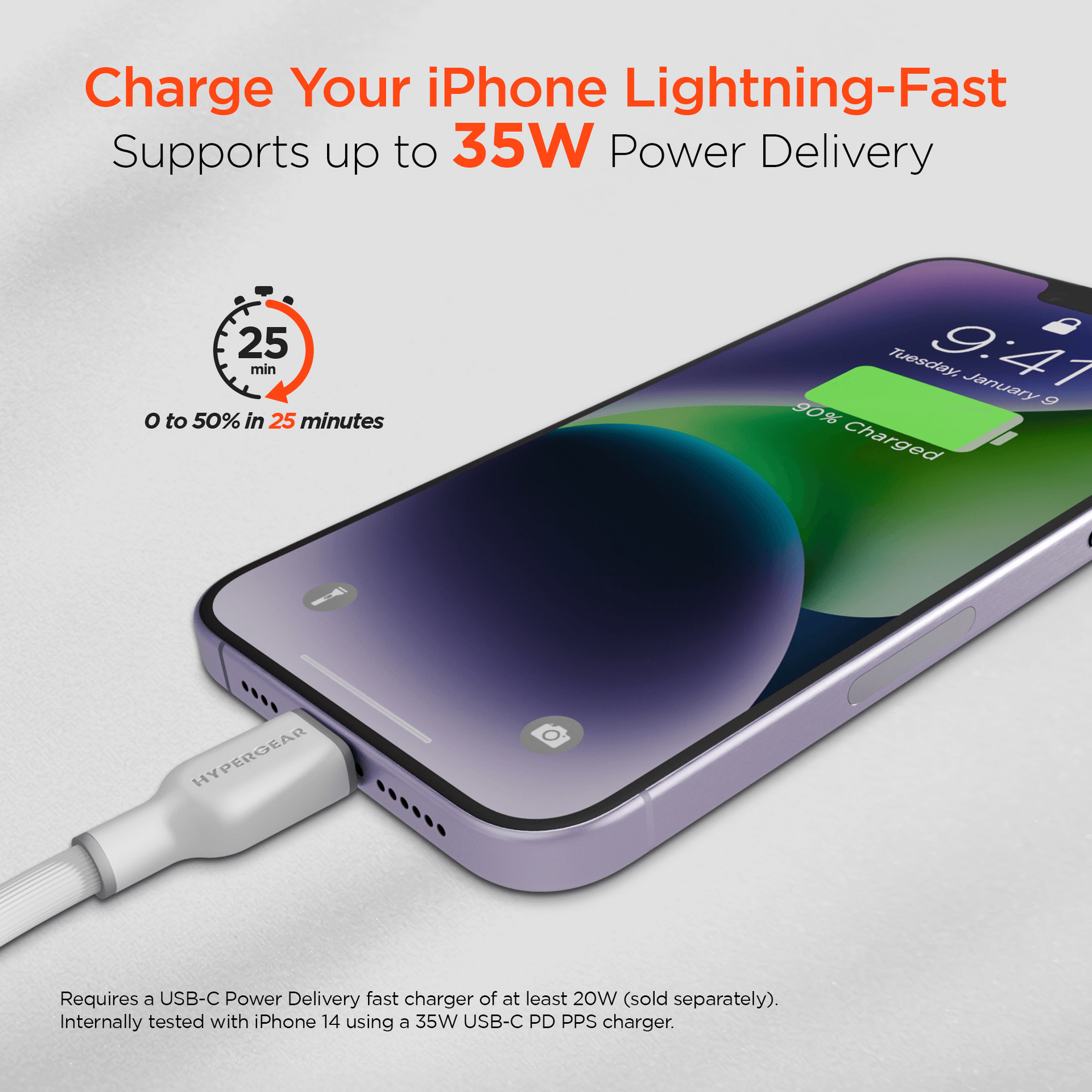 HyperGear Flexi PRO USB-C to Lightning Cable 6ft