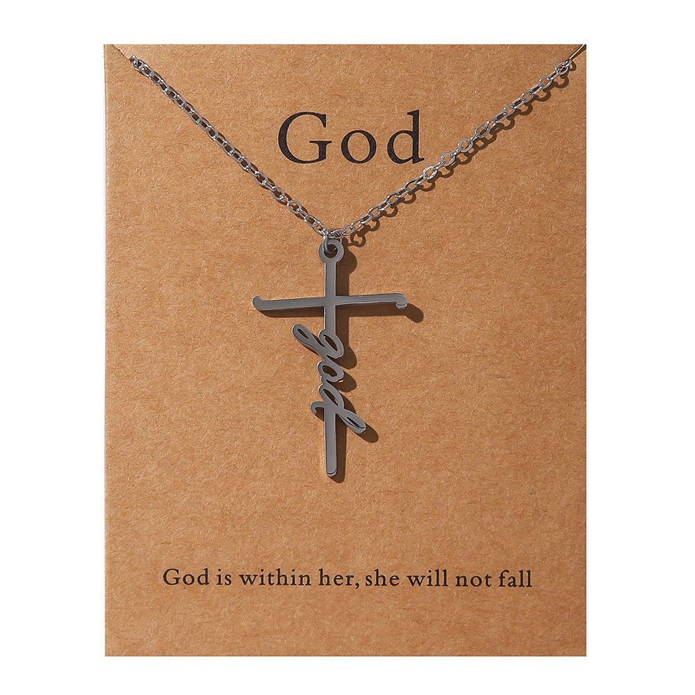 Faith Religious Gift Stainless Steel Cross Collarbone Chain Sweater Chain
