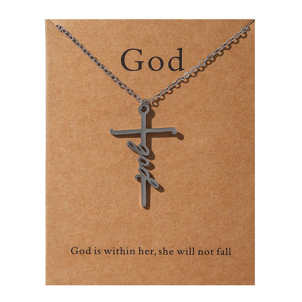 Faith Religious Gift Stainless Steel Cross Collarbone Chain Sweater Chain