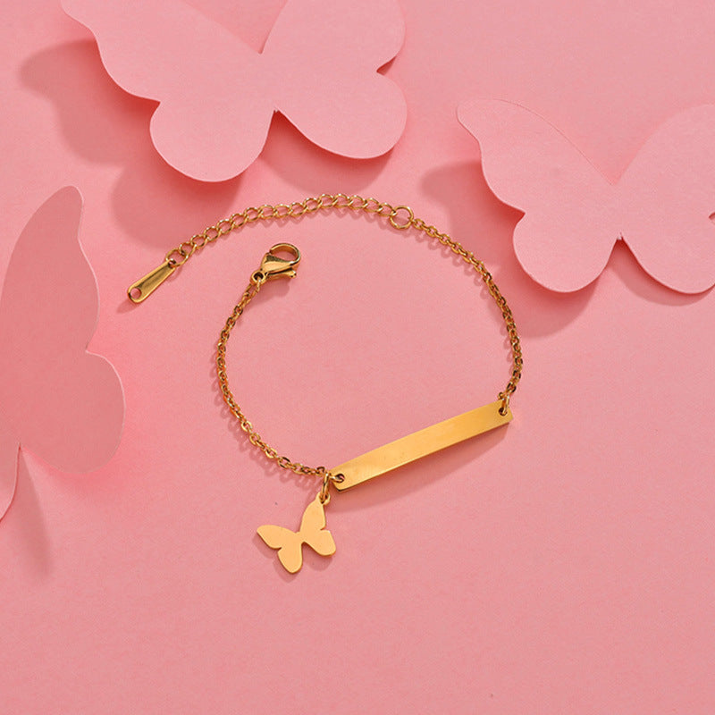 Stainless steel personalized engraved three color curved bracelet simple and personalized women's bracelet