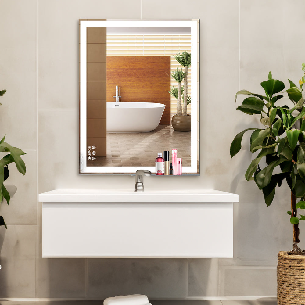 48x24 inch LED bathroom makeup mirror wall mounted adjustable light anti fog touch switch with memory intelligent large bathroom