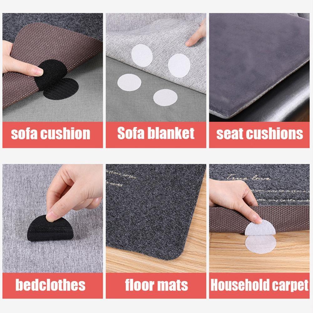 5 Pairs Double-sided Fixed Magic Sticky Self Adhesive Hook Loop Round Pads Craft Tape Bedcloths Sofa Carpet Non-slip Holder