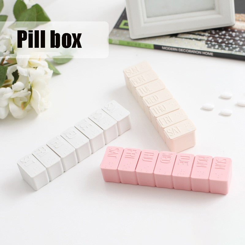 Travel Pill Box Holder Weekly Medicine Storage Organizer Container Drug Tablet Dispenser Independent Lattice Plastic Pill Case