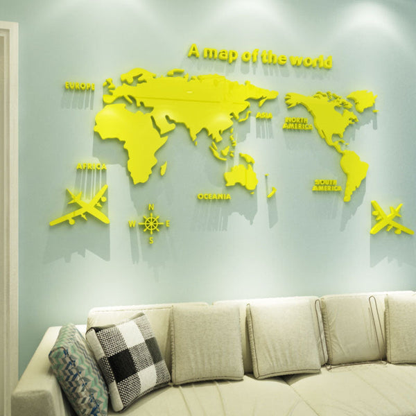 Creative Home Background Wall Stickers Acrylic 3D Wall Stickers Living Room TV Background M70- Map