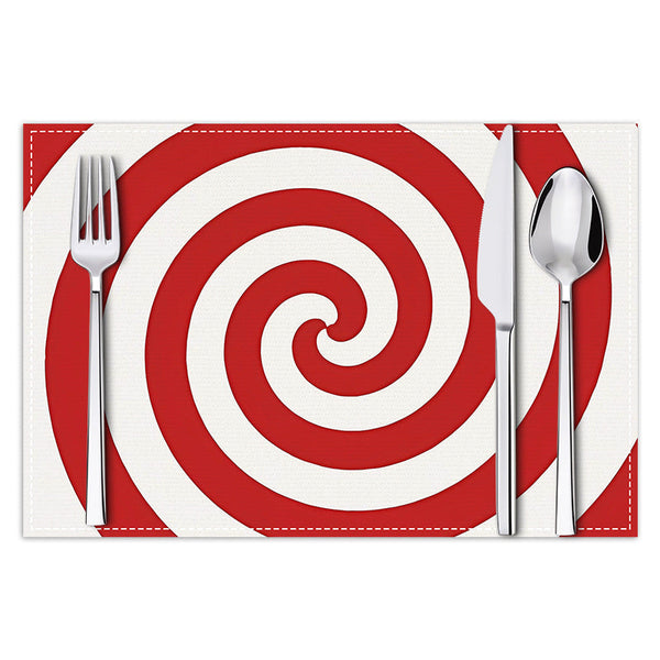Christmas placemat red candy striped printed table mat holiday table decoration insulated mat coaster