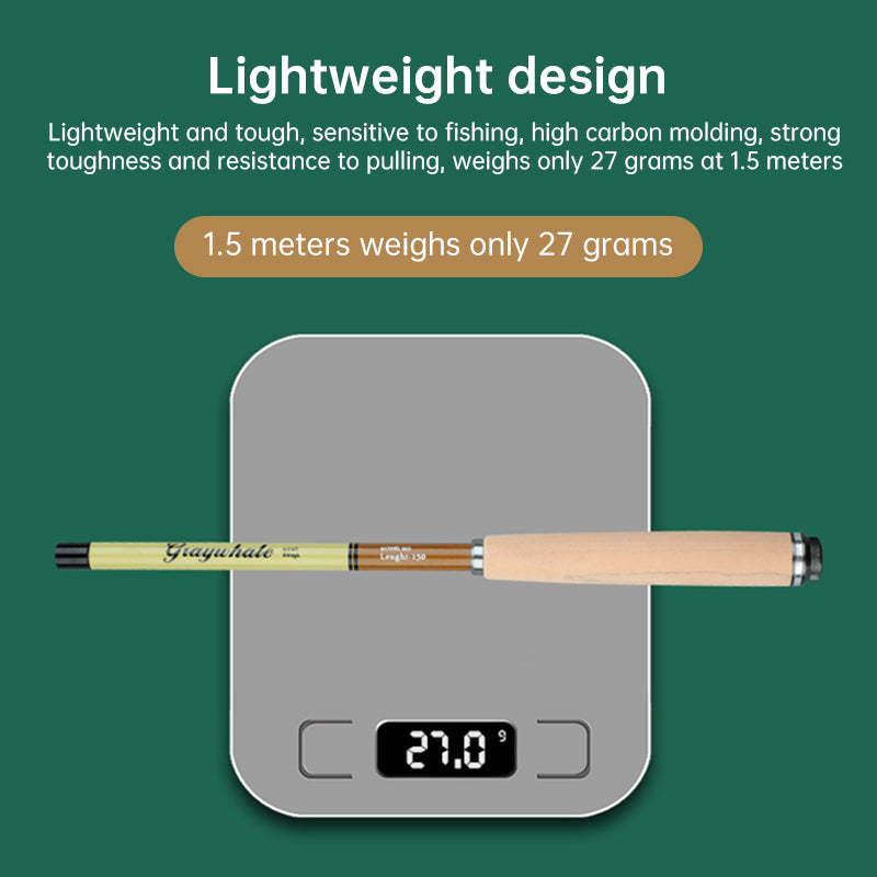 26cm ultra-short portable telescopic fishing rod, carbon fiber material, micro guide rings, ultra-light and durable.