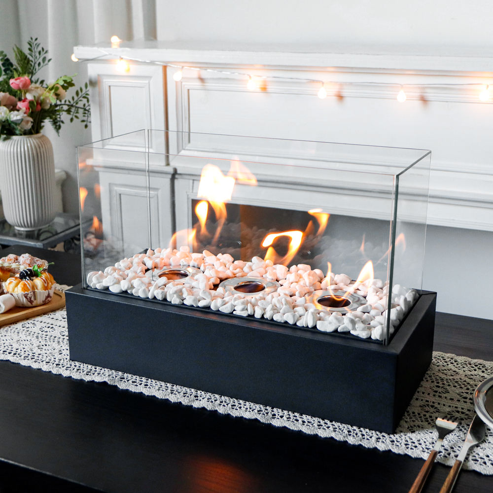 Rectangular three hole alcohol fireplace desktop home real fire heating alcohol lamp outdoor portable stove