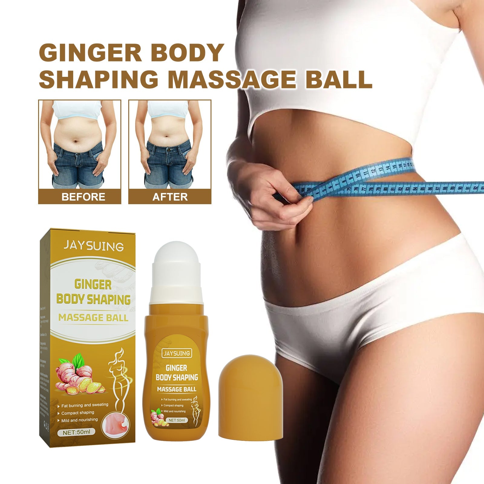 Ginger Body Shaping Massage Ball, Shape Slimming Lift Firming Skin Massage Ball