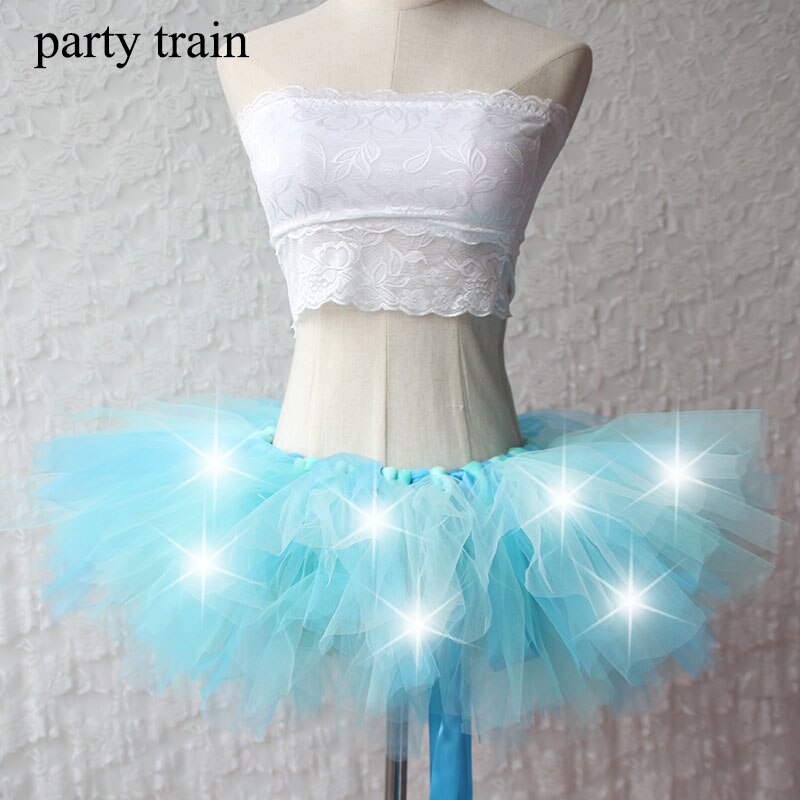 Arrival Women Tulle Tutu Skirt Sexy Mini Fancy Adult Petticoat Fluffy Yarn Ballet Dance Halloween Led Light Up