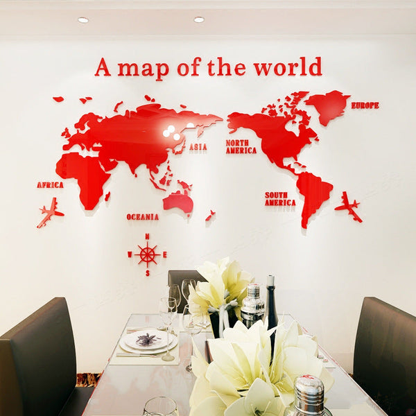 Creative Home Background Wall Stickers Acrylic 3D Wall Stickers Living Room TV Background M70- Map