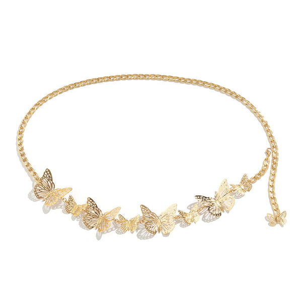 Creative exaggeration metal single-layer pants chain body chain hip-hop punk butterfly tassel waist chain