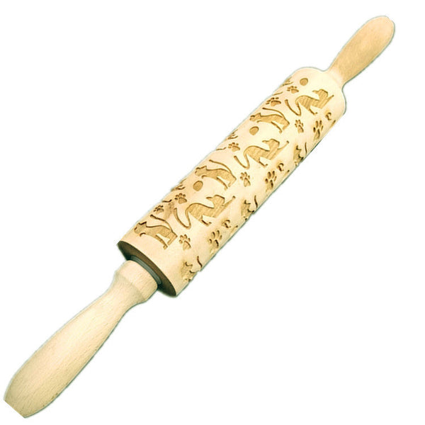 Wooden Rolling Pin Beechwood Laser Engraved Printed Rolling Pin Embossing Christmas Flip Sugar Cookie Rolling Pin