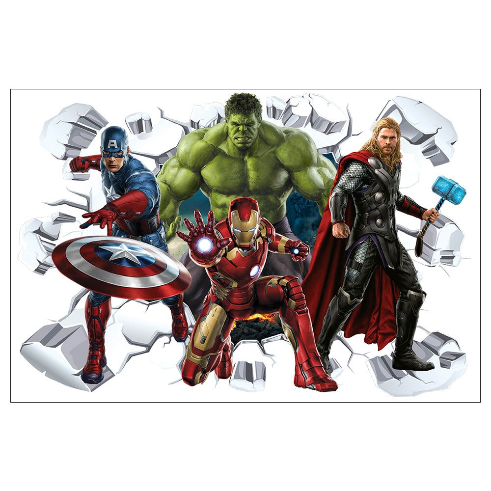 Marvel League of Legends Captain America Iron Man Batman Hulk Boy Bedroom Living Room Decoration Self Adhesive Wall