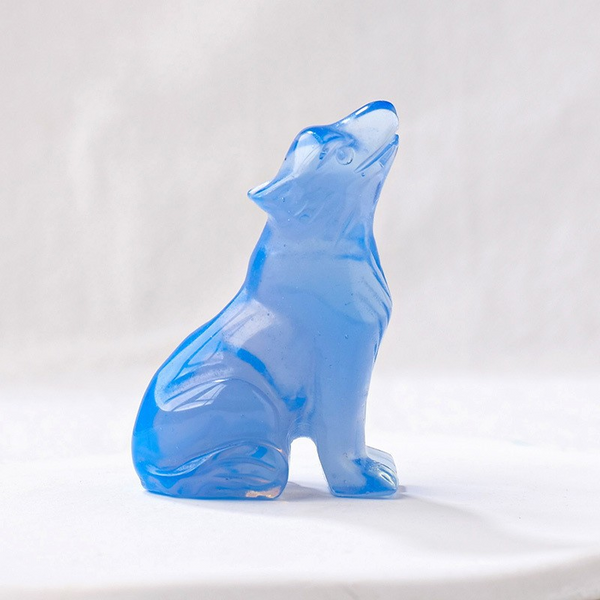 Natural crystal wolf cub carving piece, crystal animal raw stone, mineral specimen, home decoration ornament
