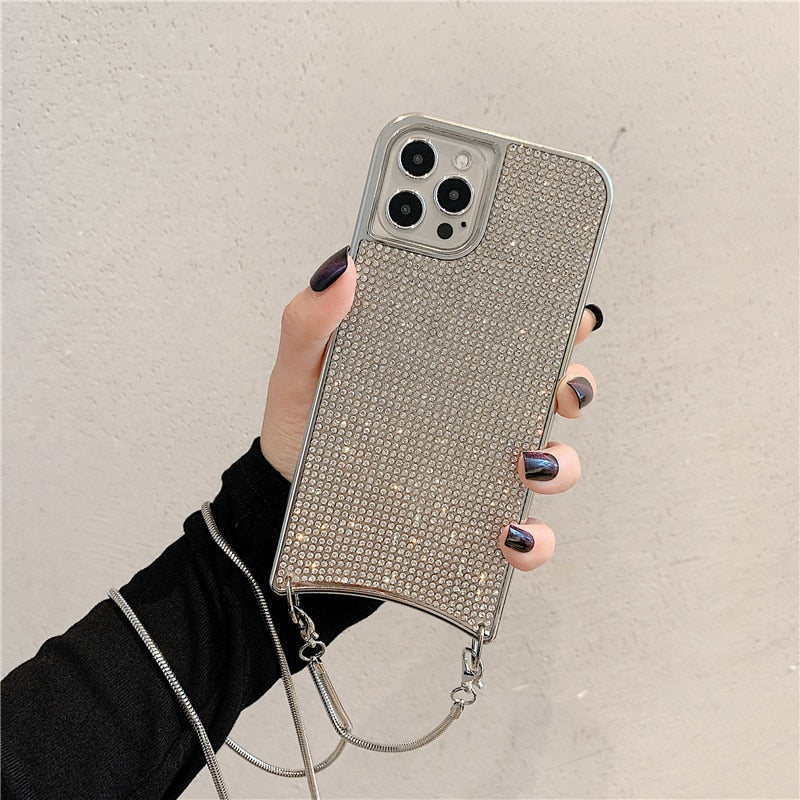 Crossbody Lanyard Glitter Diamonds Shoulder Phone Case For Iphone 13 13Pro 12 11 Pro XS Max X XR 7 8 Plus Luxury Shining Cover