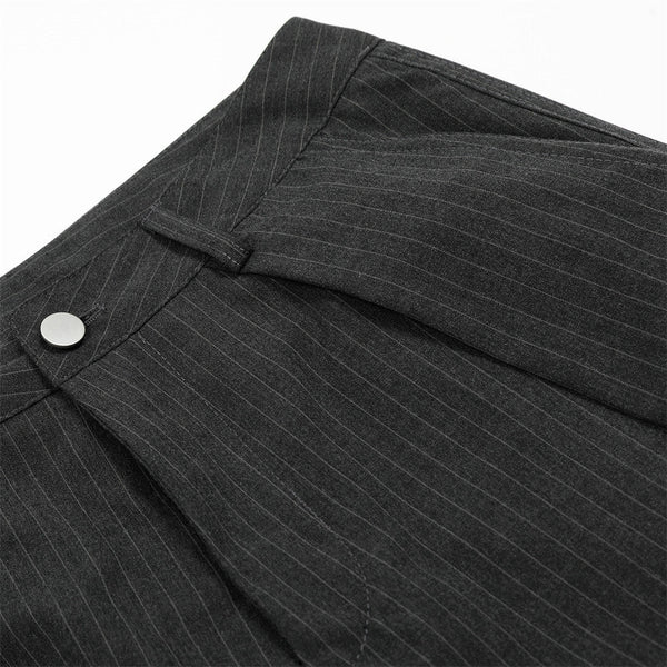 Vertical Striped Casual Trousers Men's Dress Pants Fashion Design Pleated Draped Cool Loose Straight Wide-Leg Long Pants