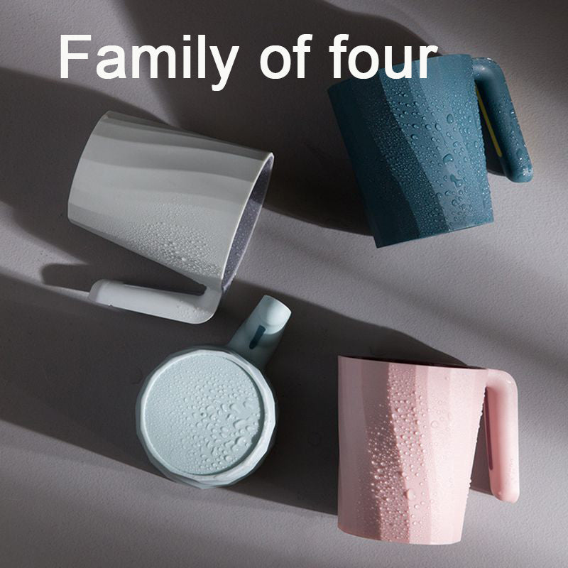Creative Simple Mouthwash Cup INS Striped Non-Slip Water Cup Double-Layer Plastic Handle Thread Couple Mouthwash Toothbrush Cup